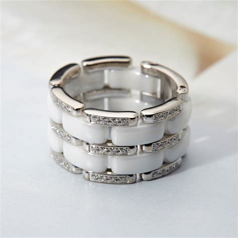 chanel white gold ceramic ring|chanel stackable ring.